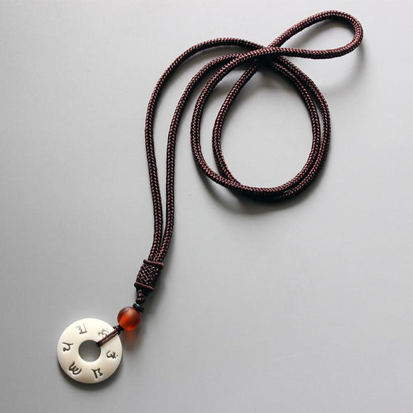 Tagua Nut Om Mani Padme Hum Simple Amulet Necklace - Zodeys