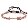 Rhinestone Paved Gold Arrow Beaded Macrame Bracelet