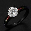 Matte Black Rainbow Rhinestones Ring - Zodeys