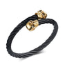 Undertaker Gold Skulls Twisted Wire Cable Bracelet - Zodeys