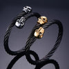 Undertaker Gold Skulls Twisted Wire Cable Bracelet - Zodeys