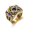 Vintage Blue Crystal & Gold Masonic Ring - Zodeys