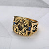 Vintage Blue Crystal & Gold Masonic Ring - Zodeys