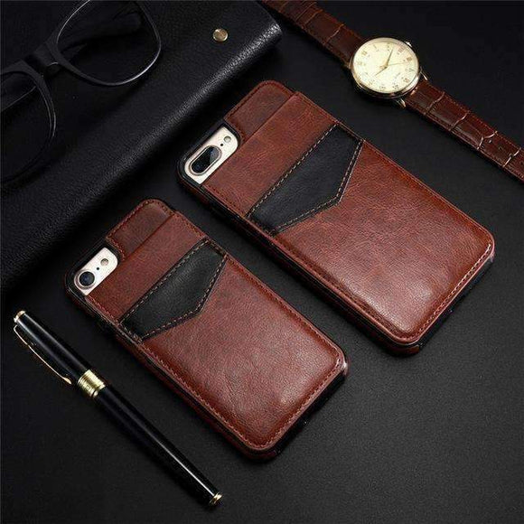 Vertical Flip Card Holder Leather Case For iPhone - Zodeys
