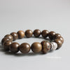 White Copper Natural Wood 'OM MANI PADME HUM' Bracelet - Zodeys