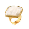 Polished White Natural Shell Gold Ring - Zodeys