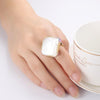 Polished White Natural Shell Gold Ring - Zodeys
