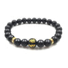 Polished Matte Black Stone Padme Hum Bracelet - Zodeys