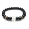 Polished Matte Black Stone Padme Hum Bracelet - Zodeys