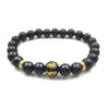 Polished Matte Black Stone Padme Hum Bracelet - Zodeys