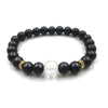 Polished Matte Black Stone Padme Hum Bracelet - Zodeys