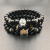 Polished Matte Black Stone Padme Hum Bracelet - Zodeys