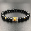 Polished Matte Black Stone Padme Hum Bracelet - Zodeys