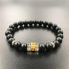 Polished Matte Black Stone Padme Hum Bracelet - Zodeys