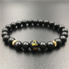 Polished Matte Black Stone Padme Hum Bracelet - Zodeys