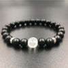 Polished Matte Black Stone Padme Hum Bracelet - Zodeys