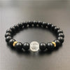 Polished Matte Black Stone Padme Hum Bracelet - Zodeys