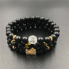 Polished Matte Black Stone Padme Hum Bracelet - Zodeys