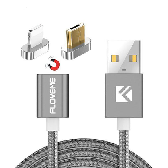 2-Connector Micro USB Magnetic Cable Charger For iPhone & Samsung - Zodeys