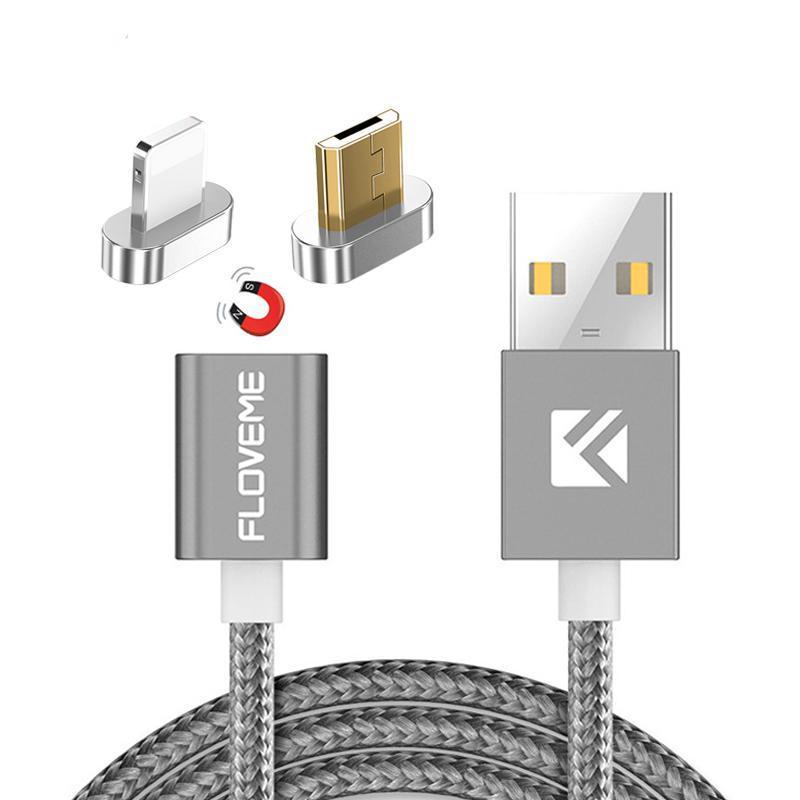 2-Connector Micro USB Magnetic Cable Charger For iPhone & Samsung - Zodeys