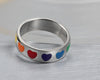 316L Premium Steel Rainbow Hearts Ring - Zodeys