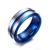Thin Blue Groove Matte Finished Tungsten Carbide Wedding Band - Zodeys
