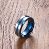 Thin Blue Groove Matte Finished Tungsten Carbide Wedding Band - Zodeys