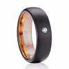 Rhinestone Matte Brushed Tungsten Rose Gold Band