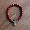 Hand-Carved Copper Vajra & Bell Natural Red Sandalwood Bracelet - Zodeys
