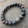 Black Lava Stone Thai Silver Feather Bracelet - Zodeys