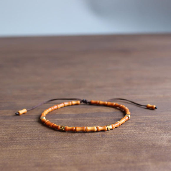 Hand-Carved Natural Olive Nut & 24K Gold Bracelet - Zodeys