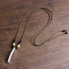 Hand-carved Yak Bone Tibetan Lucky Rope Om Mani Padme Hum Necklace - Zodeys