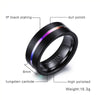 Dubstep Rainbow Groove Onyx Black Tungsten Ring - Zodeys