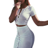 2017 Summer 2 Piece Set Solid Crop Top and Skirt Se - Zodeys