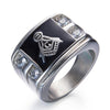 Men's Gold & Rhinestone Signet Masonic Ring - Zodeys