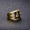 Men's Gold & Rhinestone Signet Masonic Ring - Zodeys