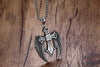 Fallen Angel Rhinestone Winged Cross Necklace - Zodeys