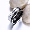 Polished Matte Black Rhinestone Silver Ring - Zodeys
