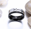 Polished Matte Black Rhinestone Silver Ring - Zodeys
