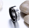Polished Matte Black Rhinestone Silver Ring - Zodeys