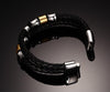 Double Braided Genuine Leather Stainless Steel Bracelet - Zodeys