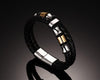Double Braided Genuine Leather Stainless Steel Bracelet - Zodeys