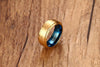 Tequila Morning Aqua Inlay Gold Tungsten Ring - Zodeys