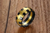 Beehive Matte Finished Black Onyx & Gold Steel Ring - Zodeys