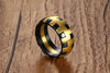 Beehive Matte Finished Black Onyx & Gold Steel Ring - Zodeys
