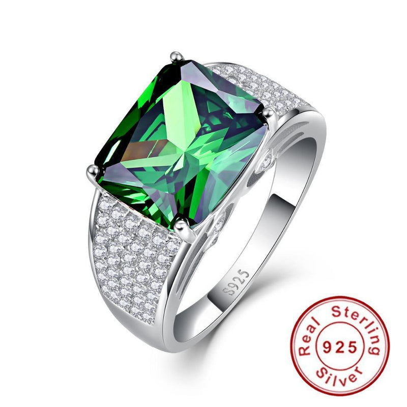 9.5ct Nano Russian Emerald 925 Solid Silver Ring - Zodeys