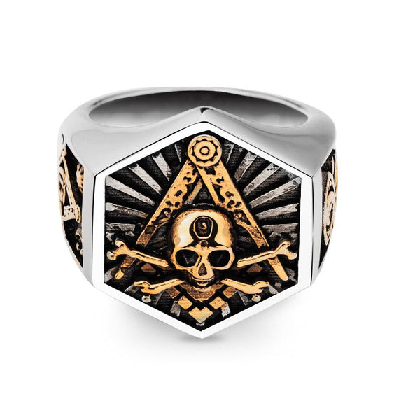 Hexagon Totem Skull Premium Masonic Ring - Zodeys