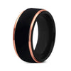 Rose Gold Double Groove Matte Black Tungsten Ring