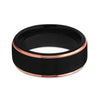 Rose Gold Double Groove Matte Black Tungsten Ring