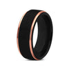 Rose Gold Double Groove Matte Black Tungsten Ring